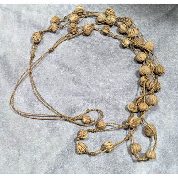 Rustic Natural Seed And Twine Tan Beaded Multilayer Necklace - Picture 8 of 8